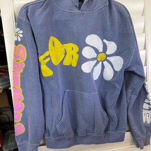Urban outfitters,Blue Hoodie with Yellow and White Graphic